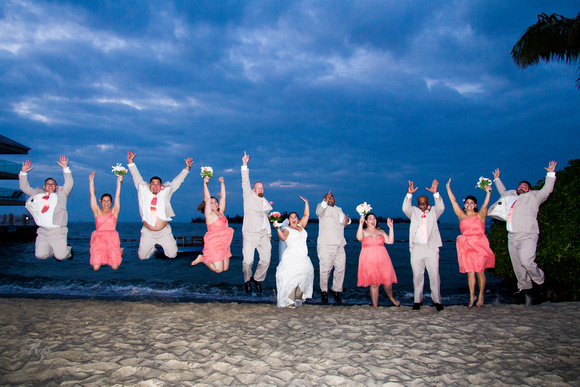 Pier House beach shoreline makes a great place for group photos with the bridal party