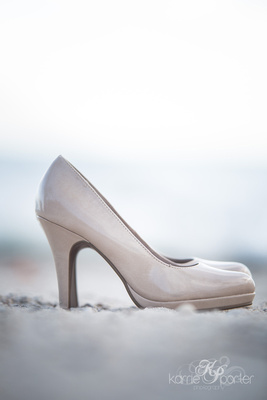 High heel shoes in sand at casa marina resort wedding