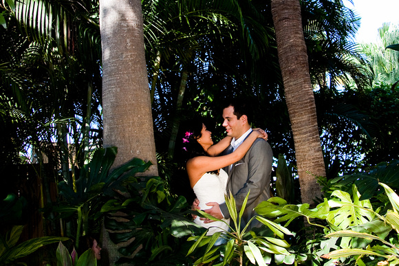 Bride and groom see each other for the first time before their wedding at Pier House Resort.