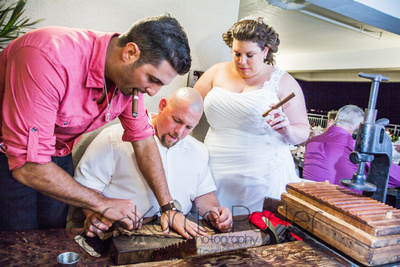 Danny DiFabio with Rodriguez Cigars specializes in bringing custom cigar rolling tables and supplies, and will even teach guests how to roll their own.  