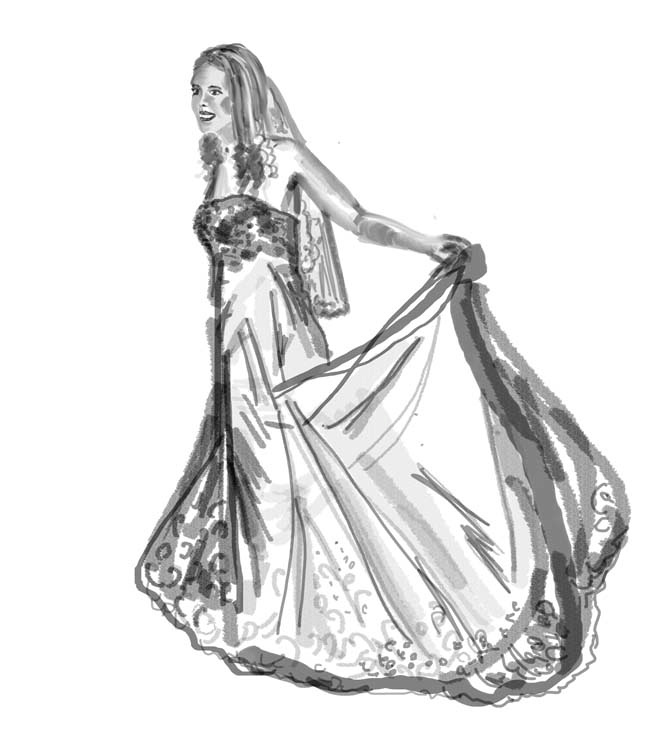 Drawing of bride created digitally from original photograph